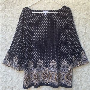 Charter Club Blue Bell Cuff Pullover Top SzXXL